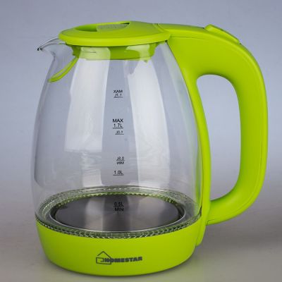 Чайник электрический, 2200Вт, 1.7л, диск, стекло, HOMESTAR HS-1012 зеленый