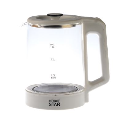 Чайник электрический 1.8л, 1500Вт, диск, стекло, HOMESTAR HS-1008 белый (107009)