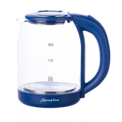 Чайник электрический, 2000Вт, 1.8л, диск, термостойкое стекло, МАТРЕНА МА-154 синий (105229)